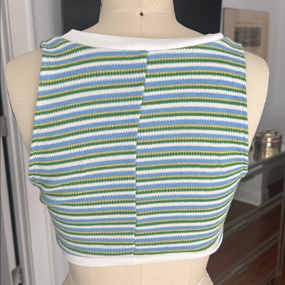 Zara Striped Sleeveless Crop Top - Blue, Green, White Zara - Picture 3 of 4